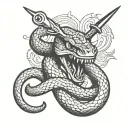 snake with a dagger tattoo design idea