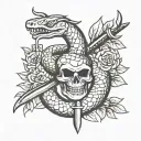 snake with a dagger tattoo design idea