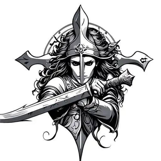 madusa worshipping Knight Templar tattoo design idea