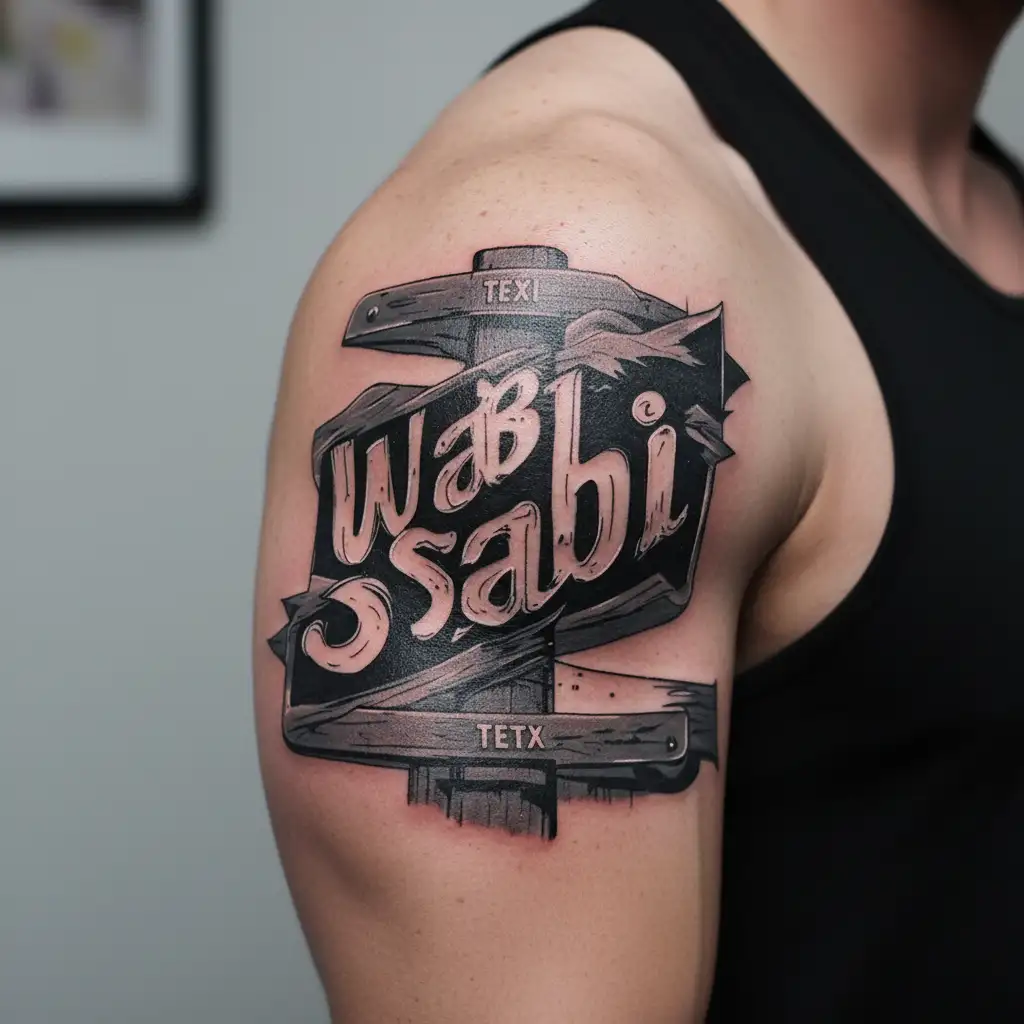 "Wabi-Sabi" street sign formed tattoo design idea