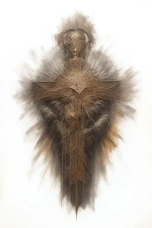 cross and crusader knight tattoo design idea