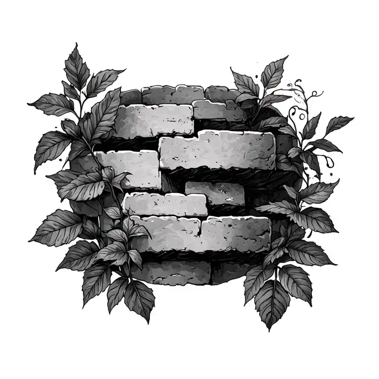 brick and ivy tattoo design idea