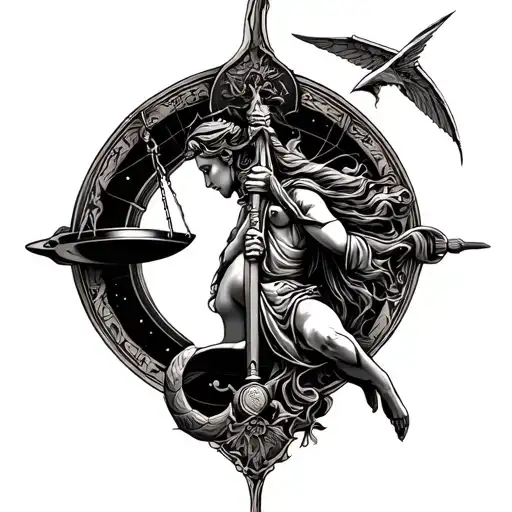 Libra combined with sagittarius tattoo design idea