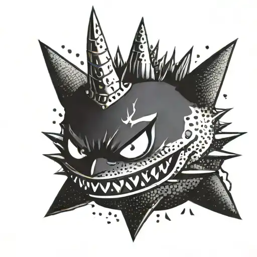 gengar with crown tattoo design idea