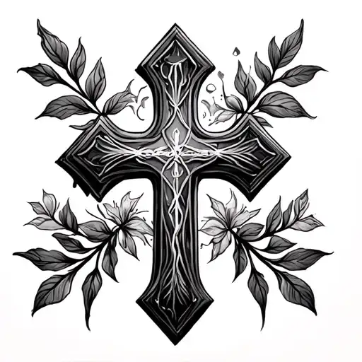 Cross with Saved by Maeve Grace  tattoo design idea