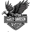 Black and white harley davidson eagle logo on elbow tattoo design idea