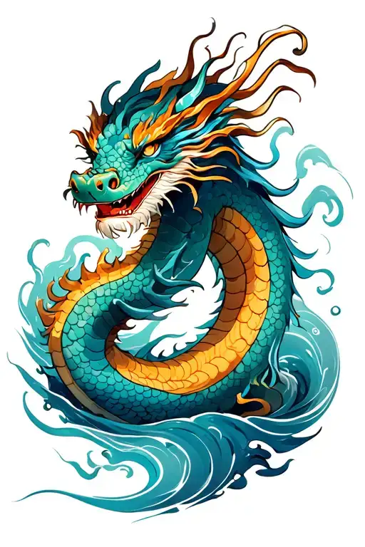 Water Chinese dragon tattoo design idea