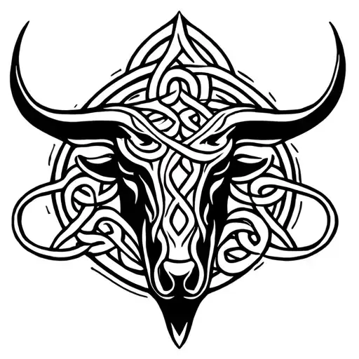 celtic bull and triskellion  tattoo design idea
