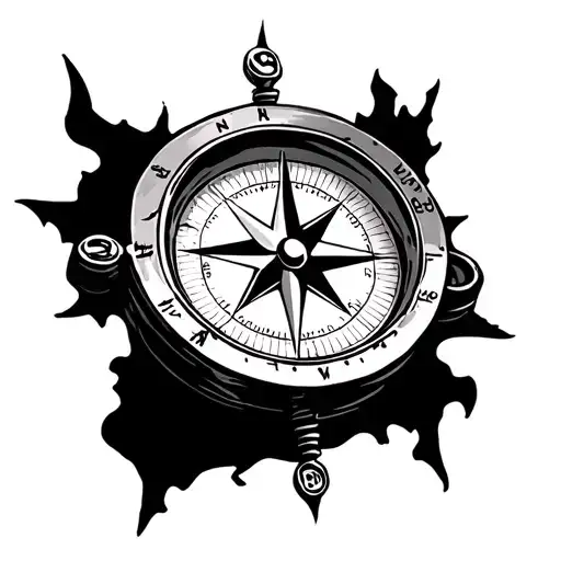 Compass And Antarctica outline tattoo design idea