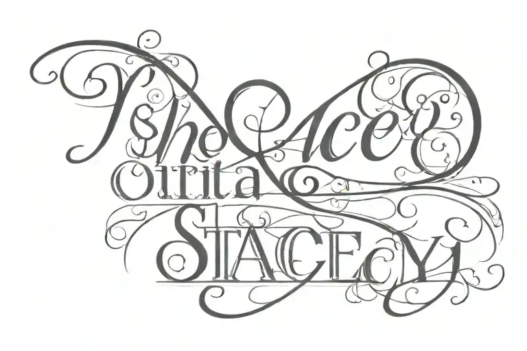 The name stacey with a date they were born tattoo design idea
