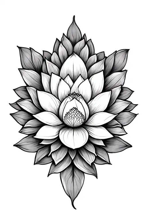mandala shaped lotus petals symmetric in a general triangular shape for the forearm  tattoo design idea