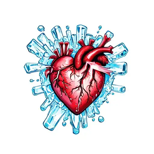 heart in ice tattoo design idea