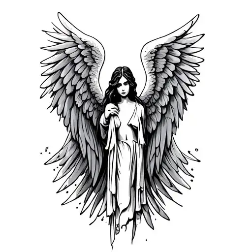 "Earth angel " angel wings tattoo design idea