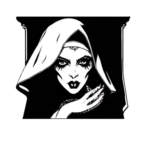 Sexy nun demon tattoo design idea