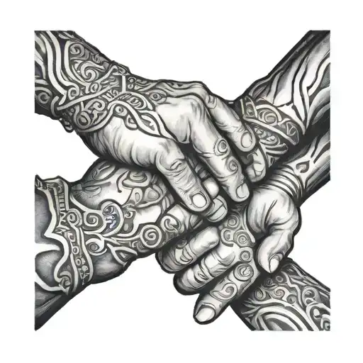 3 sons holding hands tattoo design idea