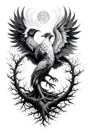 tree of life and Phoenix  tattoo design idea