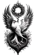 tree of life and Phoenix  tattoo design idea