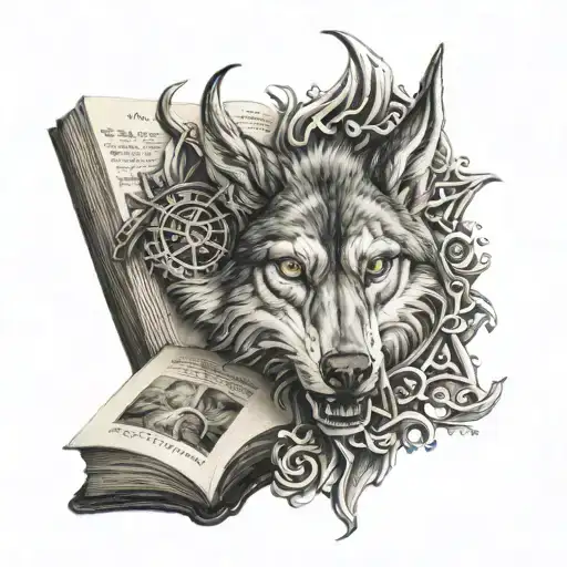 wolf book dragon watch tattoo design idea
