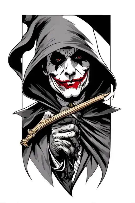 joker as grim reaper tattoo design idea
