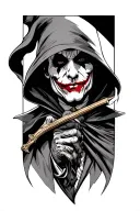 joker as grim reaper tattoo design idea