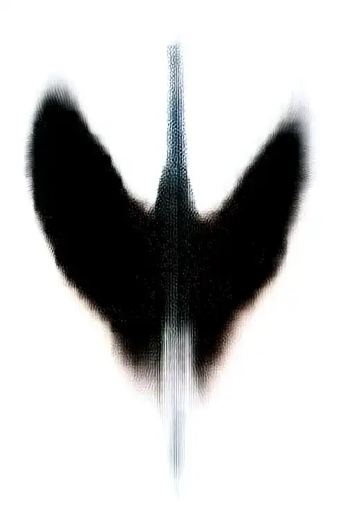 angel wings behind a sword, roses tattoo design idea