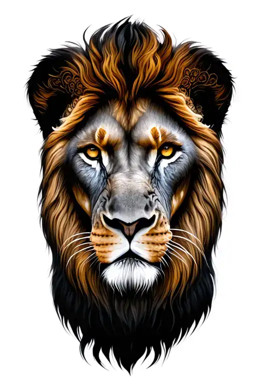 Half head of Mandala lion tattoo design idea