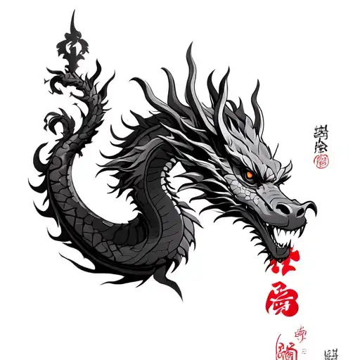 Year of the metal dragon with leo and virgo details tattoo design idea