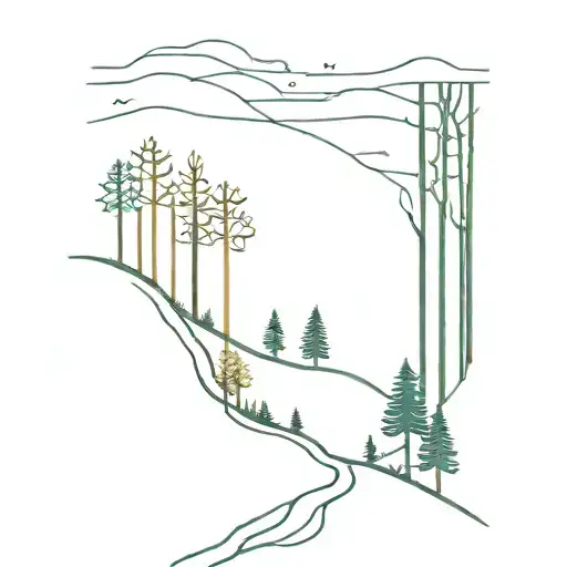 forest road leading to infinity tattoo design idea