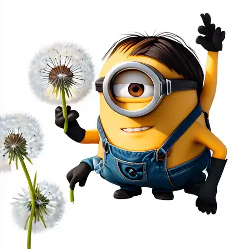 minion holdin a small dandelion flower tattoo design idea