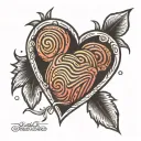 fingerprint heart tattoo design idea