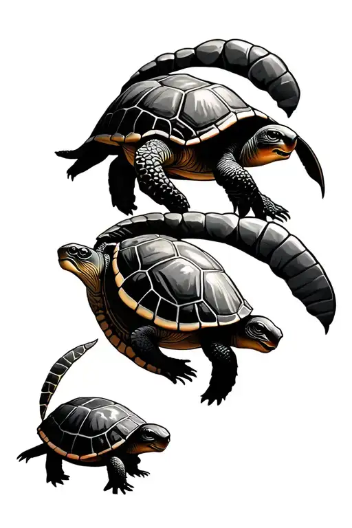 End online tattoo with 3 Turtles of Diff Computer Designs Wrapped tattoo design idea