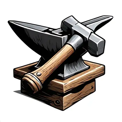 hammer and anvil tattoo design idea