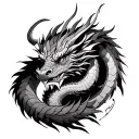dragon, monk, tattoo design idea