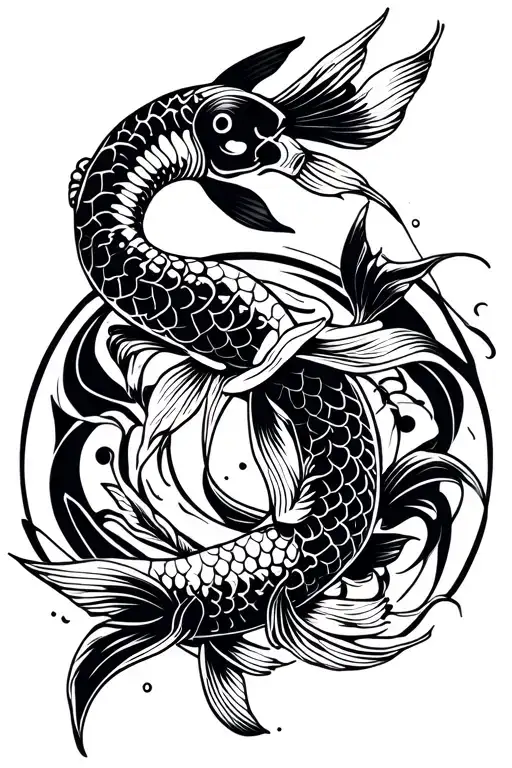 Generate a tattoo design for the whole left hand which features Japanese koi fishes, and zodiac sign; Capricorn. tattoo design idea