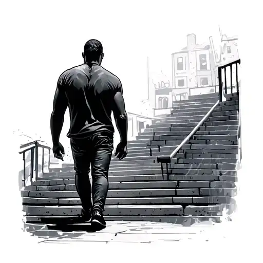 Man Walking Up Stairs tattoo design idea
