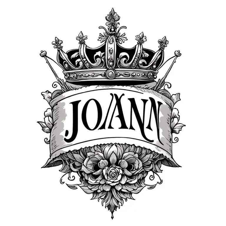 "JOANN" queens crown tattoo design idea