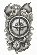 compass clouds surrounding tattoo design idea