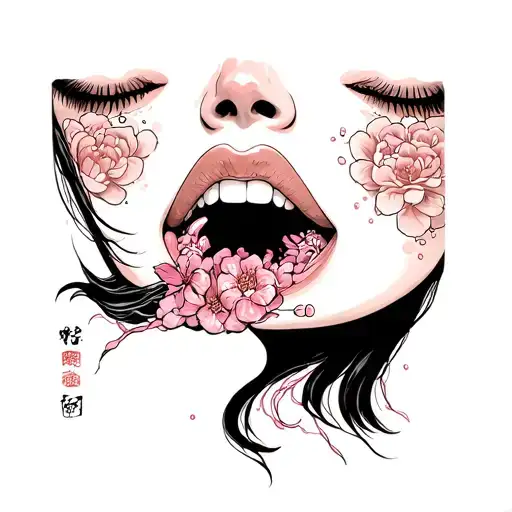 naked woman with sperm in the feminine mouth to tattoo design idea