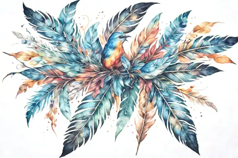 Feathers turning into Birds tattoo design idea