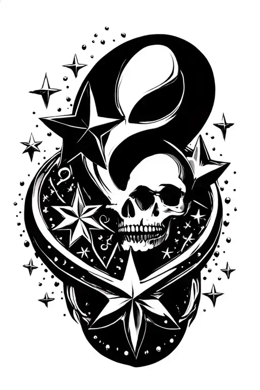 chrome hearts with stars shining tattoo design idea