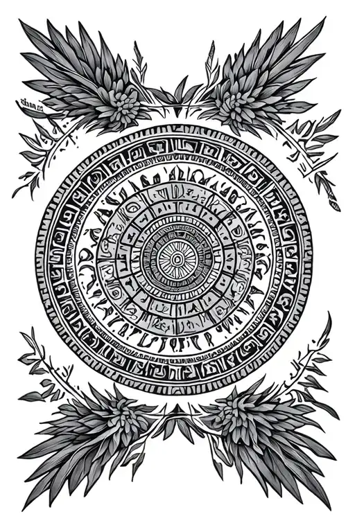 Aztec calendar tattoo design idea