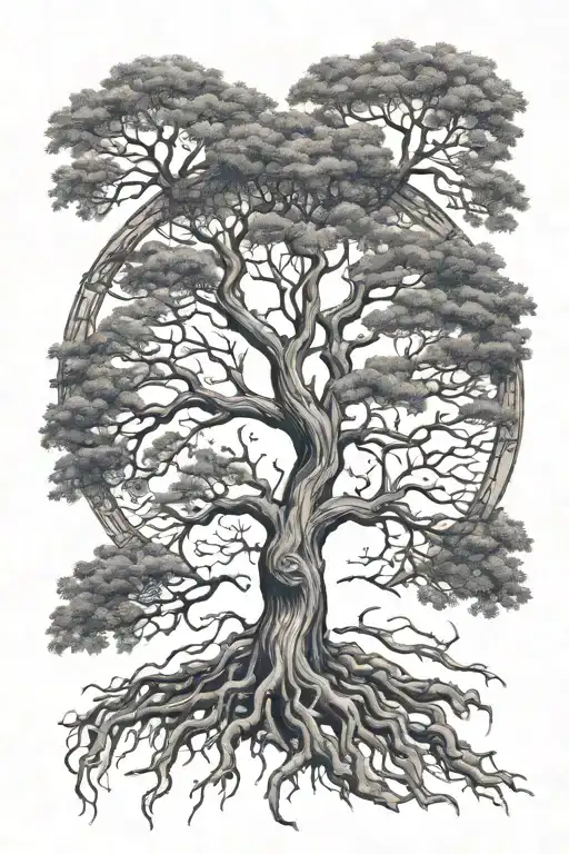 dried tree of life with a kind of mystical vibe tattoo design idea