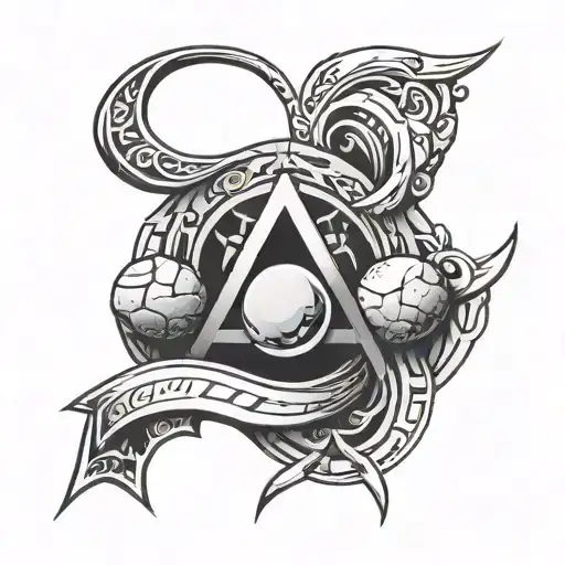 A minimalist tattoo design of seven stones and a sickle arranged in a symmetrical composition tattoo design idea