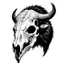 bison skull with buffalo river inside it tattoo design idea