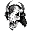 bison skull with buffalo river inside it tattoo design idea