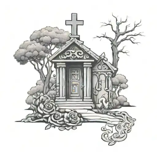 hate love cemetery tattoo design idea