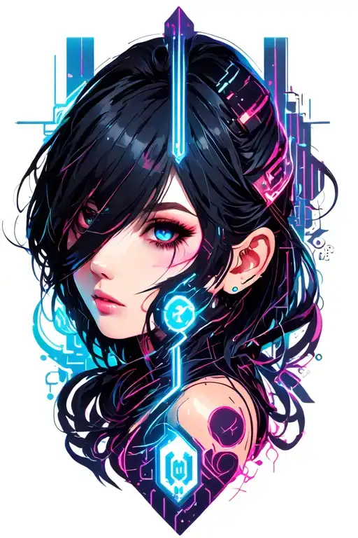 cyber sigilism tattoo design idea