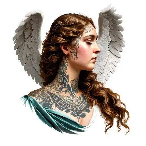 neck tattoo angel tattoo design idea