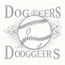 simple baseball thin lined with the word Dodgers in cursive font  tattoo design idea