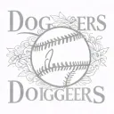 simple baseball thin lined with the word Dodgers in cursive font  tattoo design idea